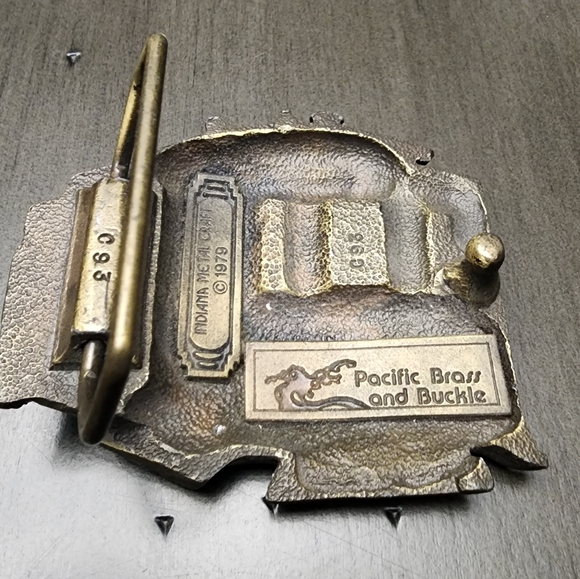 Vtg San Francisco Cable Car Trolly Belt Buckle Indiana Metal Craft 1979 - Picture 3 of 7